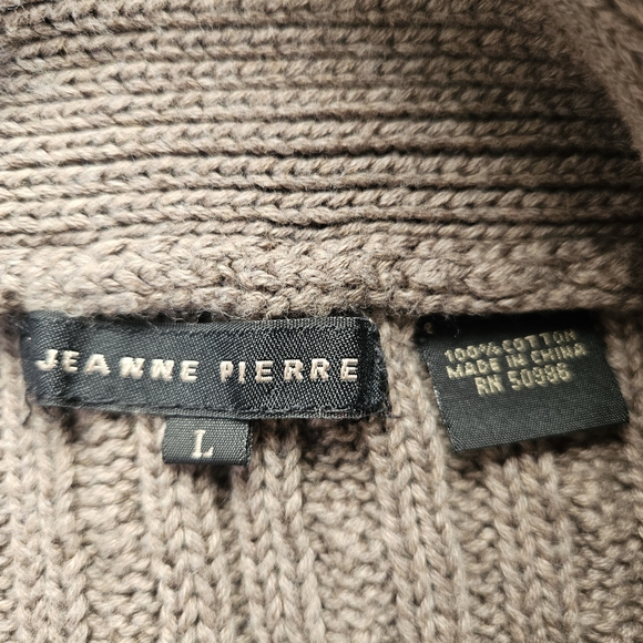 Jeanne Pierre Sweater Women's L Brown Cable Knit 100%Cotton Sweater - Picture 9 of 10